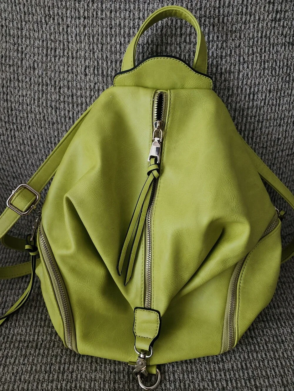 Lime Green Women’s Convertible Backpack Purse Faux Leather